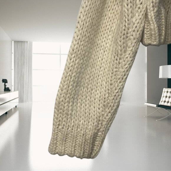 Blue B Collection Chunky Knit Sweater Women’s Large Cream Brown Blue Cozy Boho - Picture 7 of 12